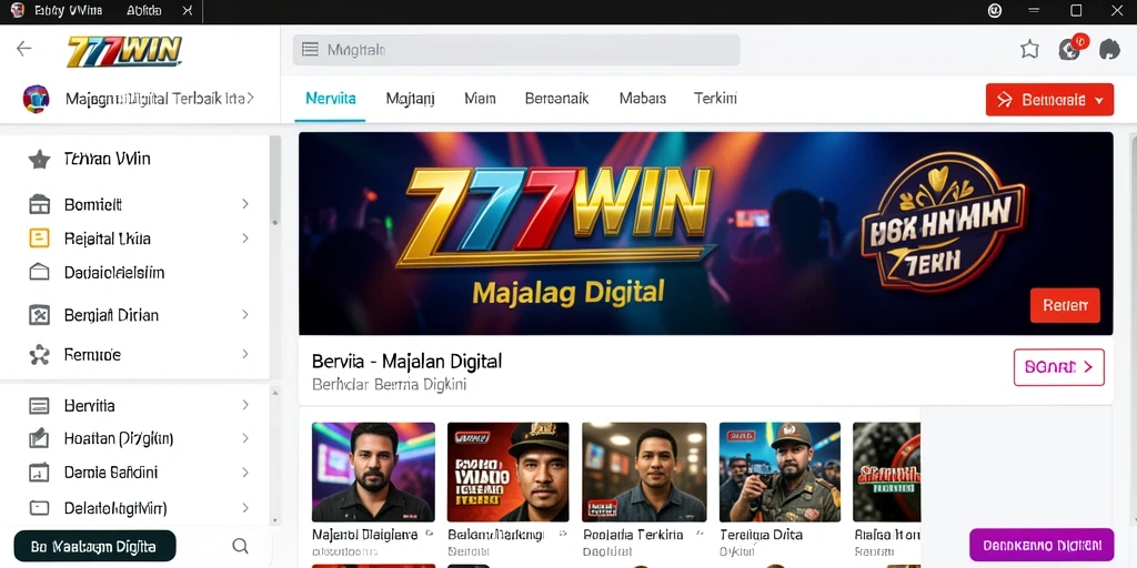 Antarmuka modern dan intuitif dari aplikasi Majalah Digital 777WIN.