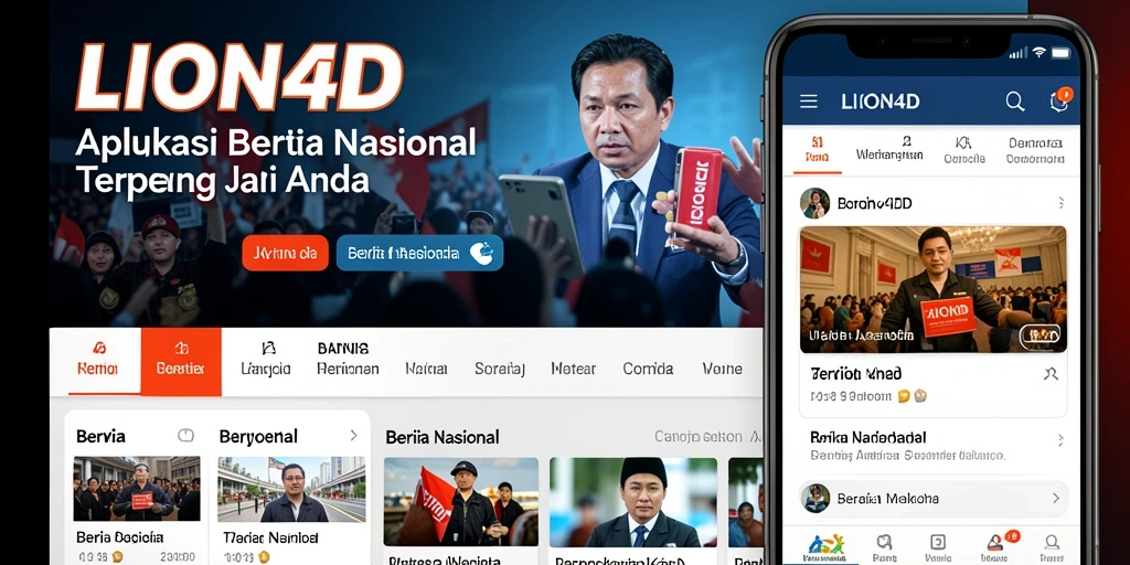 Antarmuka aplikasi LION4D yang menampilkan berita nasional terkini.
