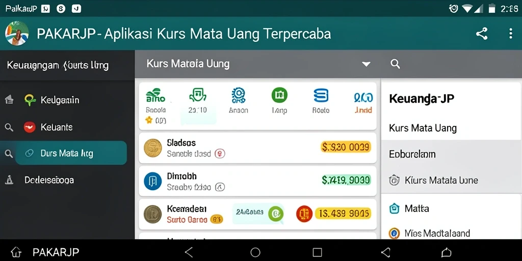 Tampilan antarmuka pengguna aplikasi Kurs Mata Uang PAKARJP.