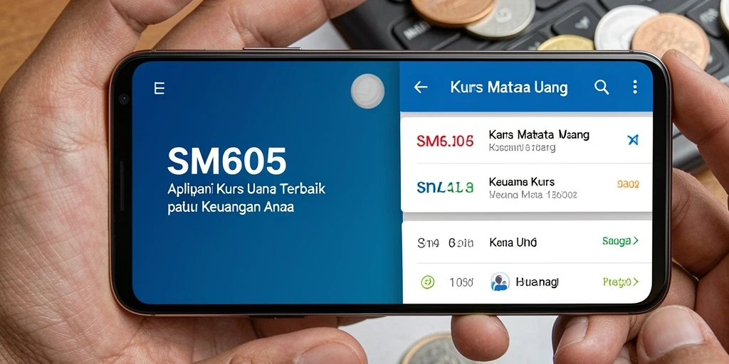 Tampilan antarmuka SM605 yang bersih dan fungsional untuk kurs mata uang.