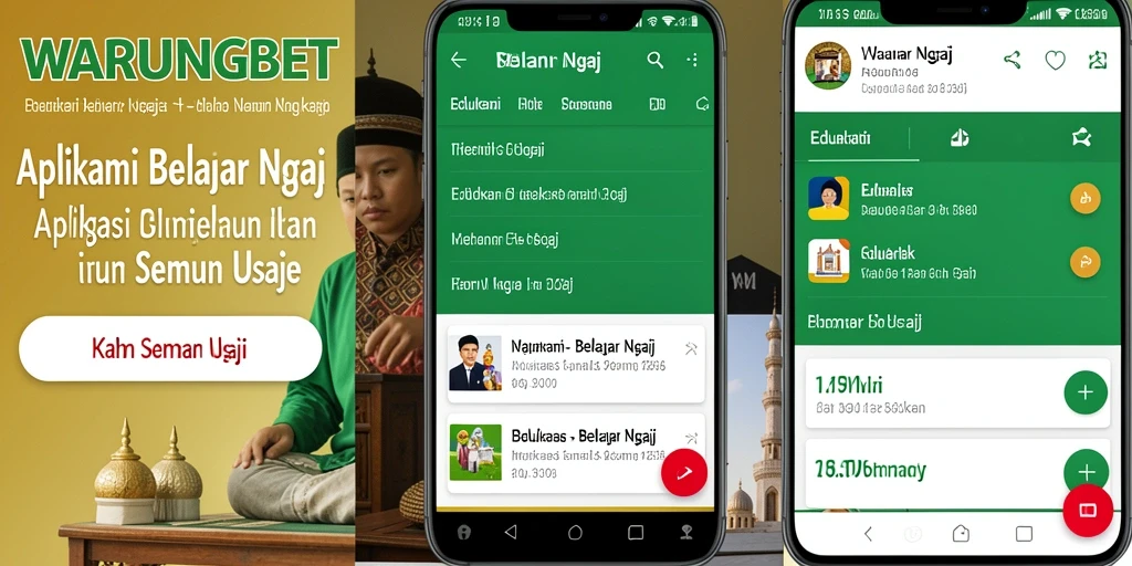 Antarmuka aplikasi WARUNGBET untuk belajar ngaji yang interaktif.